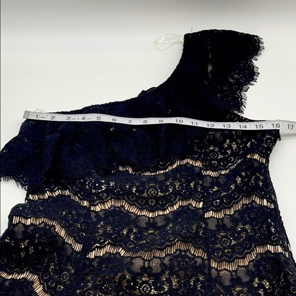 Francesca’s Black Lace Overlay One Shoulder Dress MEDIUM - Picture 11 of 12